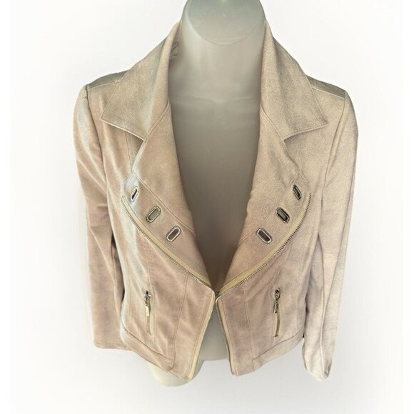 Joseph Ribkoff Dune Knit Jacket Style 231934 Women's Size XS Neutral Moto Zip - Picture 5 of 9